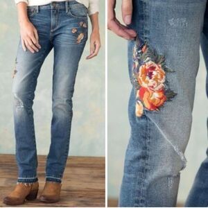 Driftwood Audrey Embroidered Boho Floral Straight Leg Jeans Women’s Size 28 | 6
